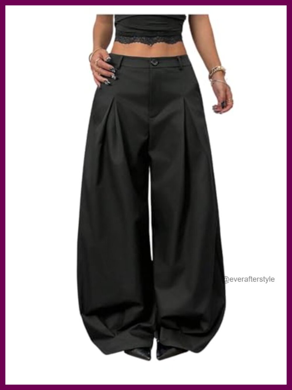 Women's Pleated Barrel Leg Low Rise Balloon Wide Leg Casual Pants